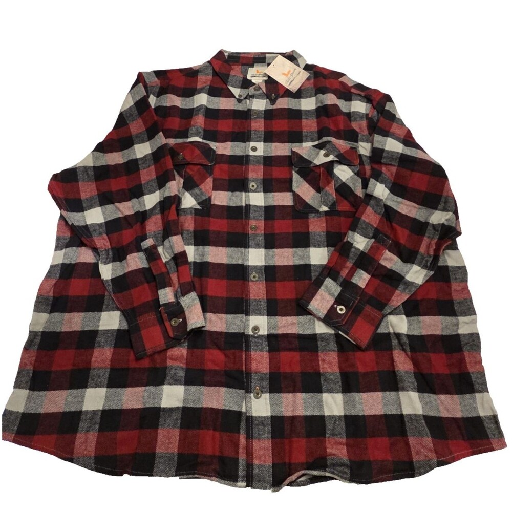 Field & Stream Flannel Shirt Men’s 4XL Red Black Plaid Cotton Button Down NWT